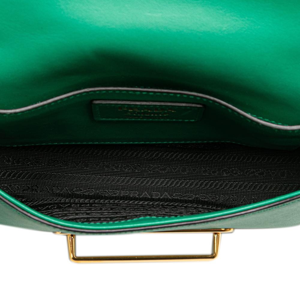 Prada B Prada Green Saffiano Leather Sidonie Crossbody Italy