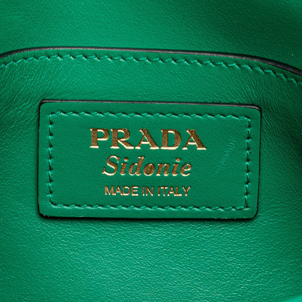 Prada B Prada Green Saffiano Leather Sidonie Crossbody Italy