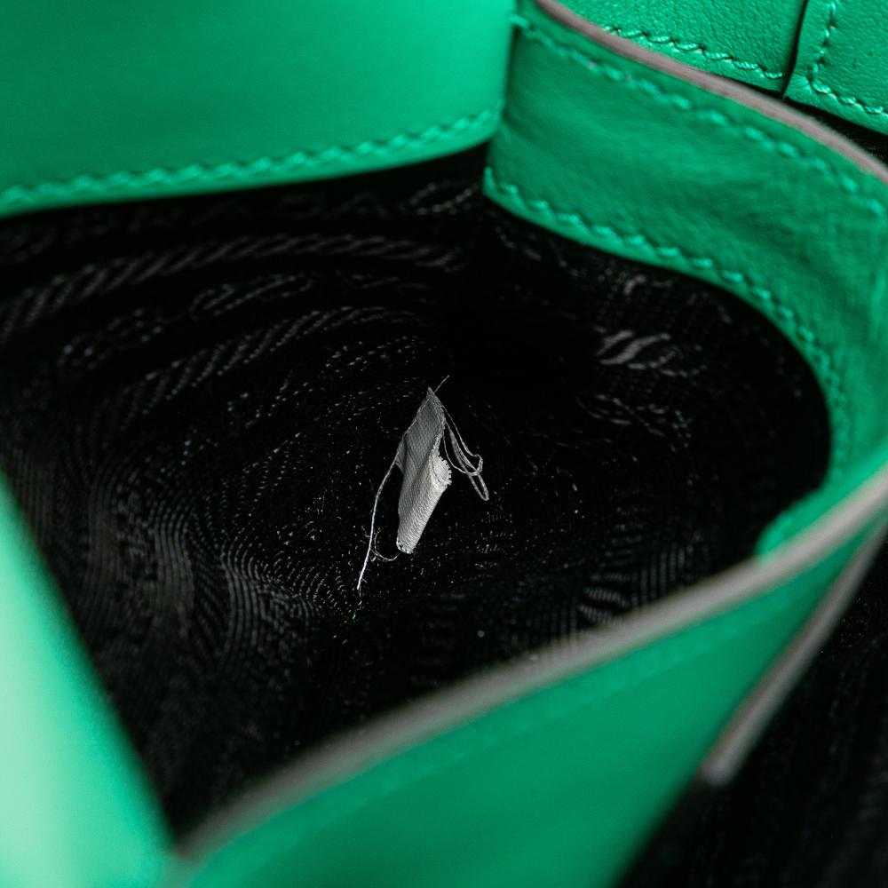 Prada B Prada Green Saffiano Leather Sidonie Crossbody Italy