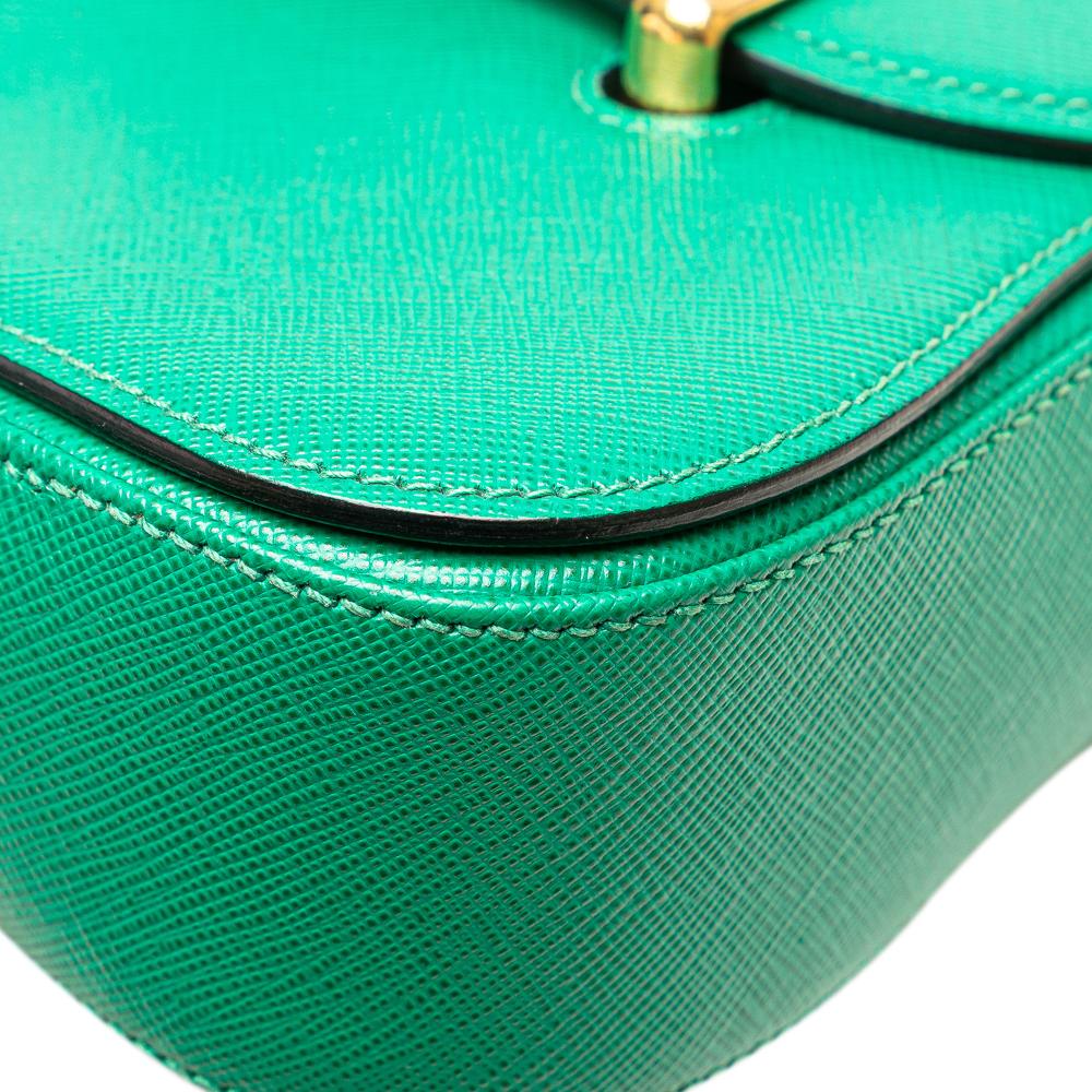 Prada B Prada Green Saffiano Leather Sidonie Crossbody Italy
