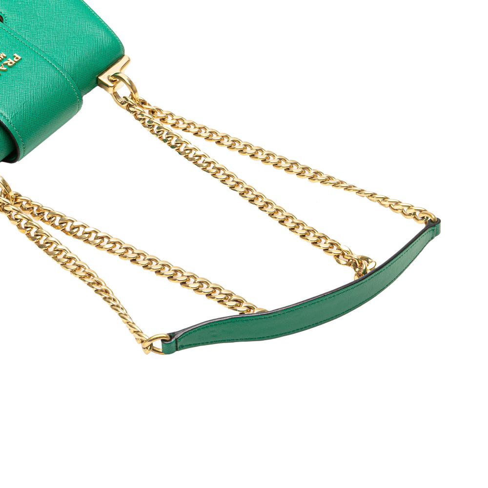 Prada B Prada Green Saffiano Leather Sidonie Crossbody Italy