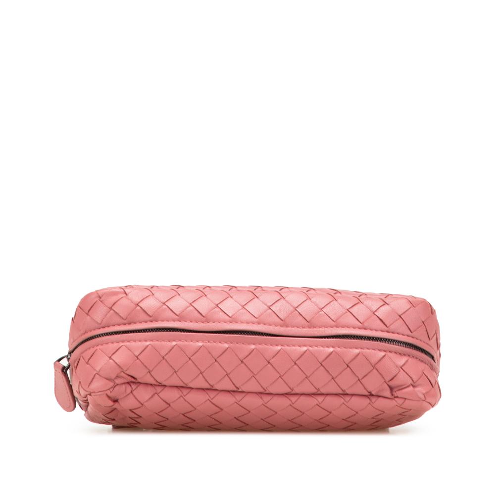 Bottega Veneta B Bottega Veneta Pink Nappa Leather Leather Mini Nappa Intrecciato Expandable Chain Crossbody Italy