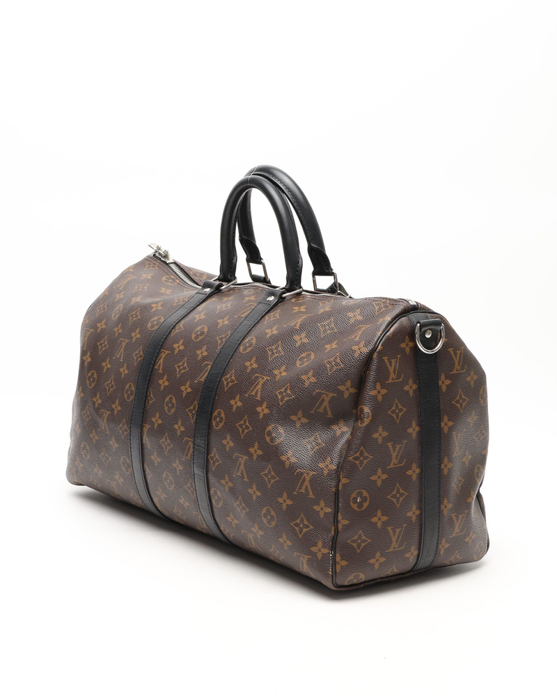 Louis Vuitton Monogram Macassar Keepall Bandoulière 45 Weekend Bag