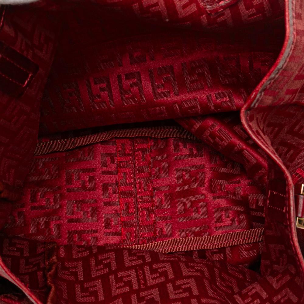 Fendi B Fendi Red Canvas Fabric Zucchino Tote Italy