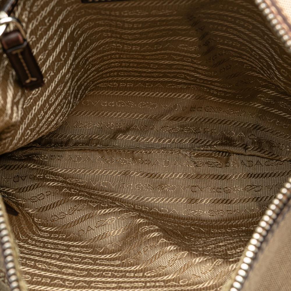 Prada B Prada Brown Beige Canvas Fabric Canapa Logo Crossbody Italy