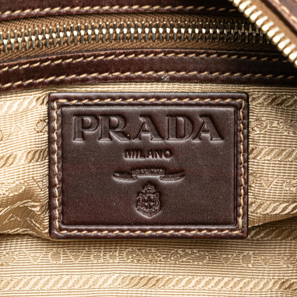 Prada B Prada Brown Beige Canvas Fabric Canapa Logo Crossbody Italy