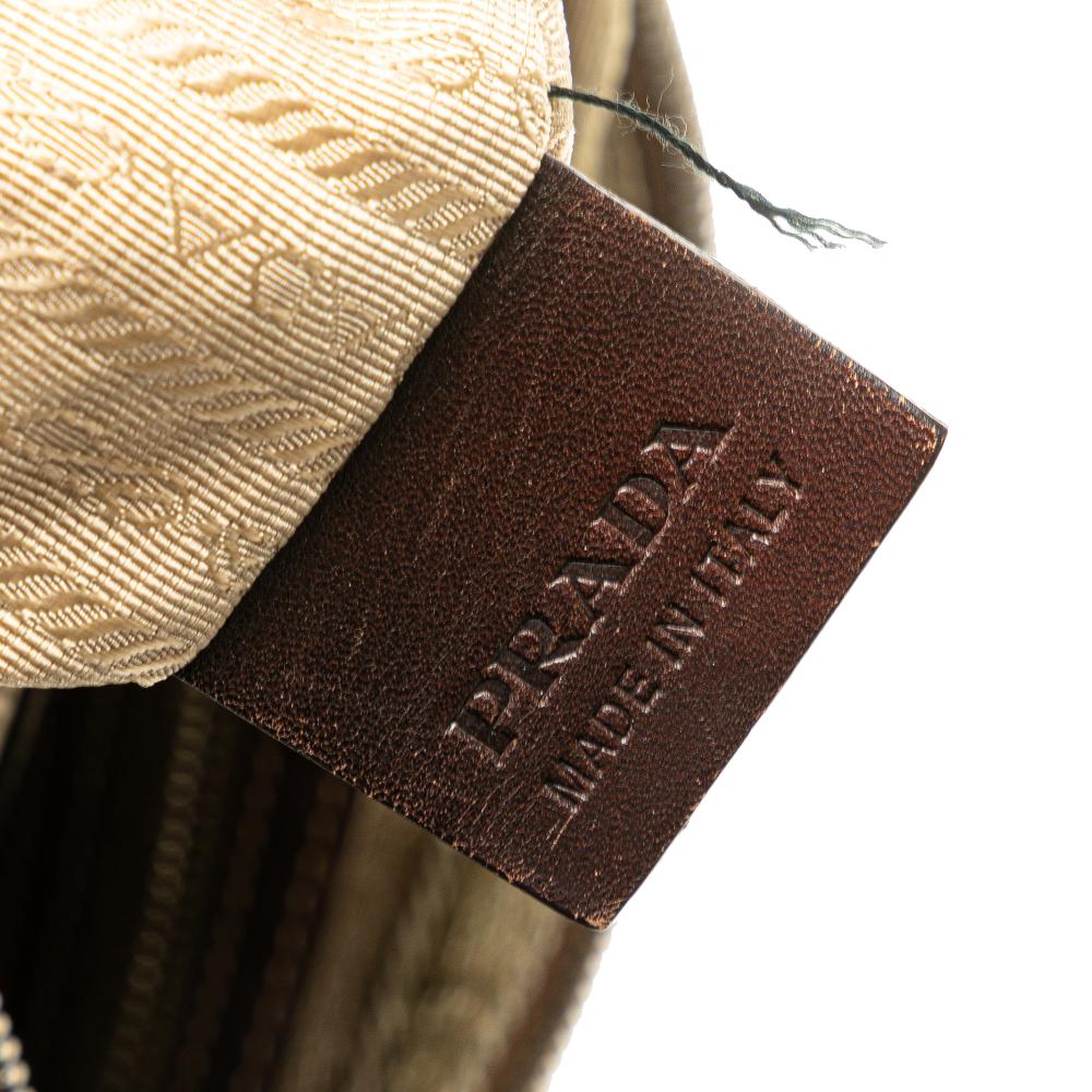 Prada B Prada Brown Beige Canvas Fabric Canapa Logo Crossbody Italy