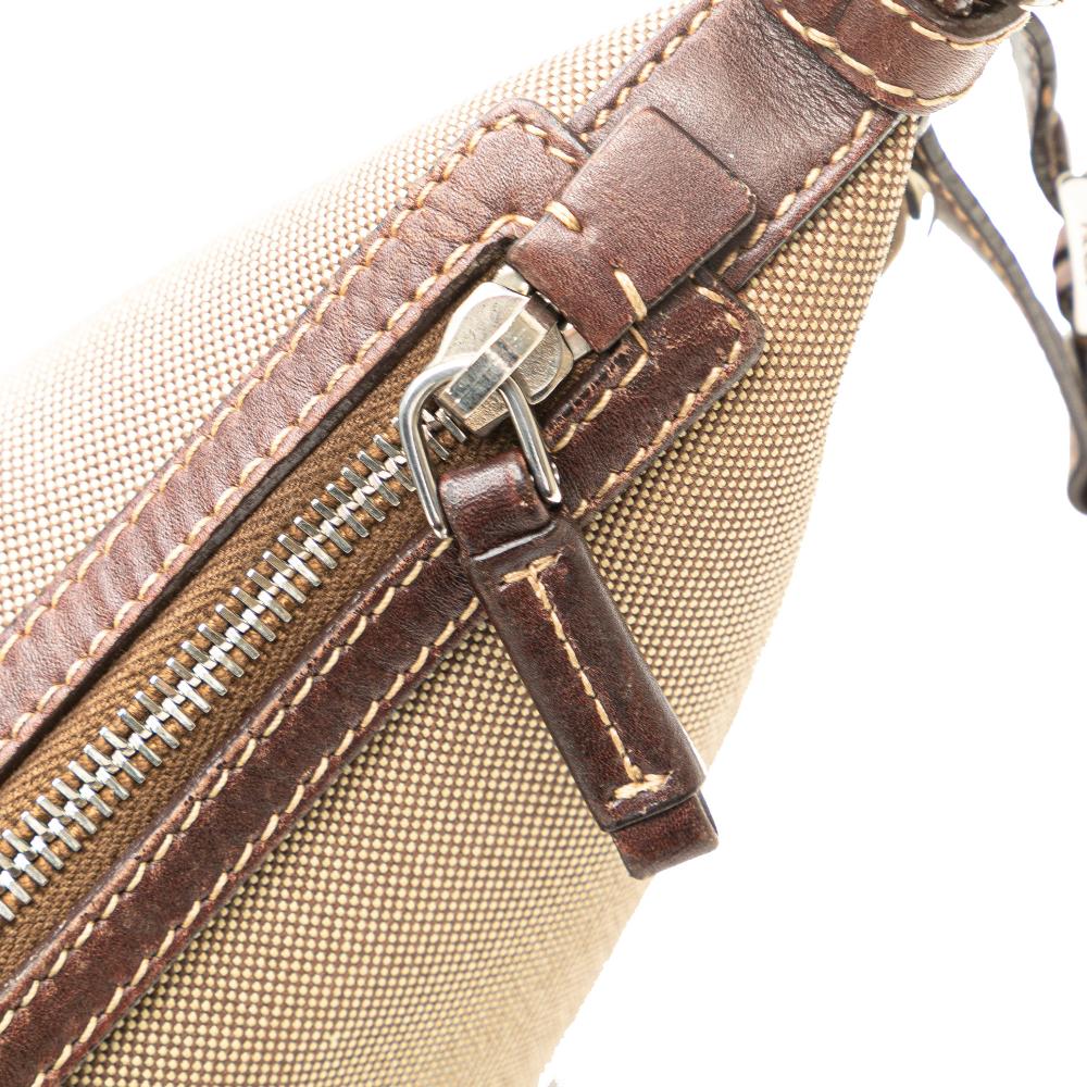 Prada B Prada Brown Beige Canvas Fabric Canapa Logo Crossbody Italy