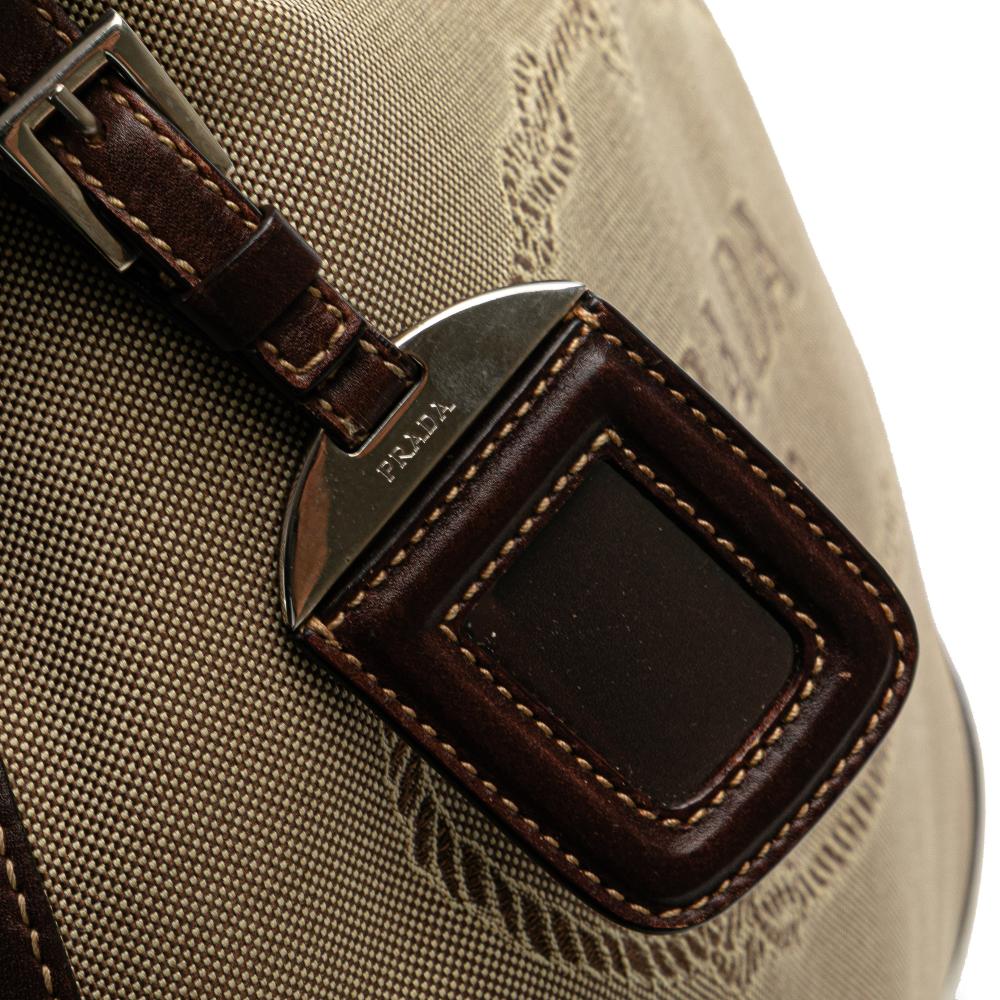 Prada B Prada Brown Beige Canvas Fabric Canapa Logo Crossbody Italy