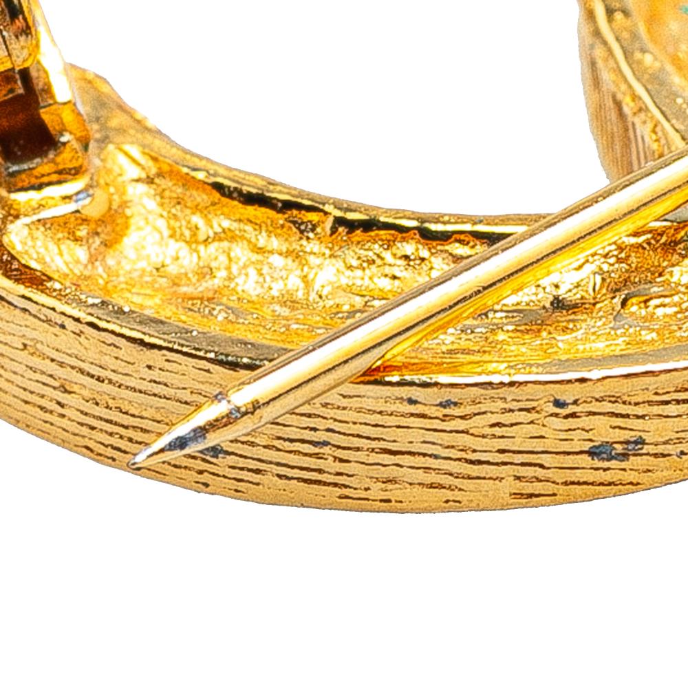 Chanel AB Chanel Gold Gold Plated Metal Rhinestone CC Brooch France