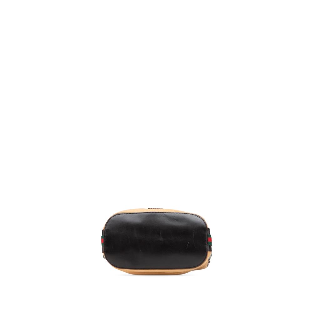 Gucci B Gucci Brown Beige Canvas Fabric Web Shoulder Bag Italy