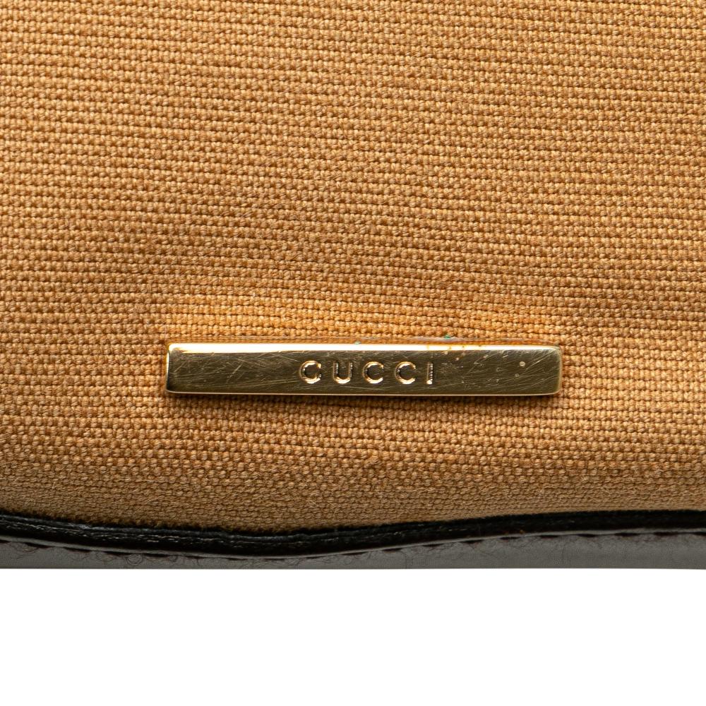 Gucci B Gucci Brown Beige Canvas Fabric Web Shoulder Bag Italy