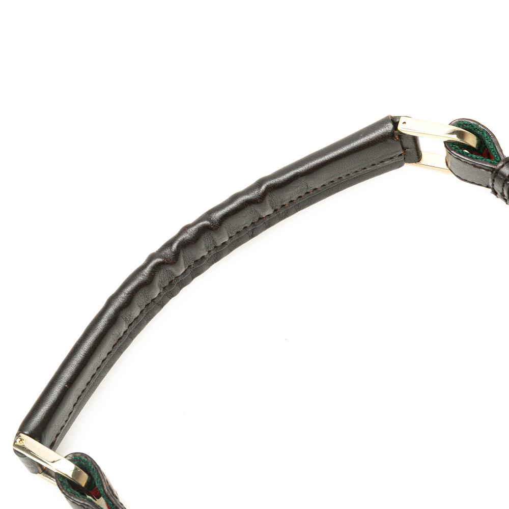 Gucci B Gucci Brown Beige Canvas Fabric Web Shoulder Bag Italy