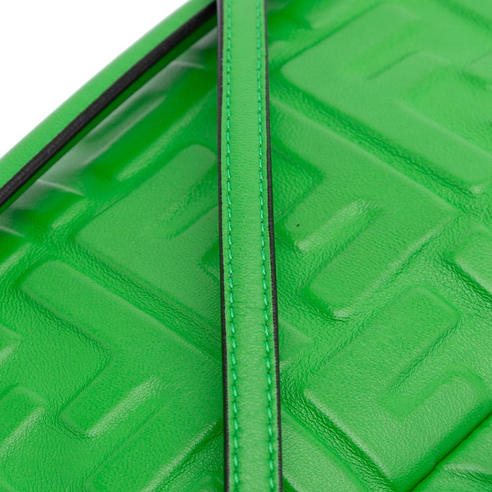 Fendi AB Fendi Green Lime Calf Leather Mini Zucca Embossed Baguette Satchel Italy