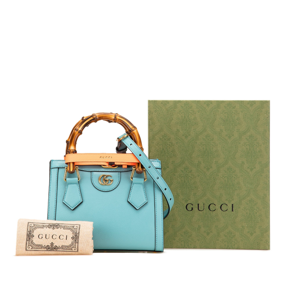 Gucci Diana Mini Leather Tote Bag Blue