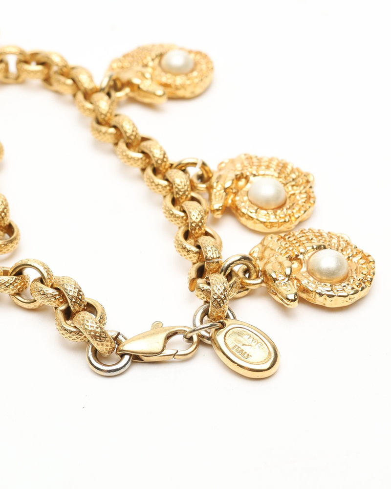 Celine Céline Vintage Crocodile Pendant Bracelet
