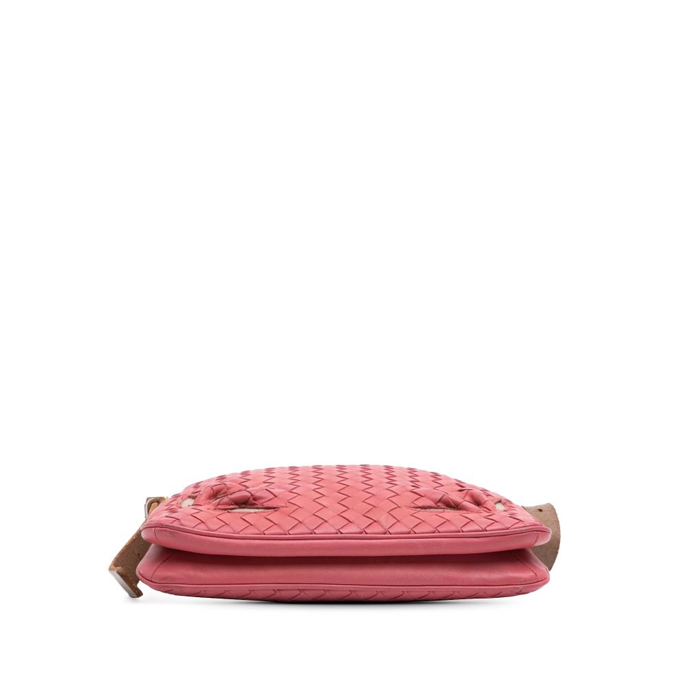 Bottega Veneta B Bottega Veneta Pink Blush Calf Leather Intrecciato Crossbody Italy
