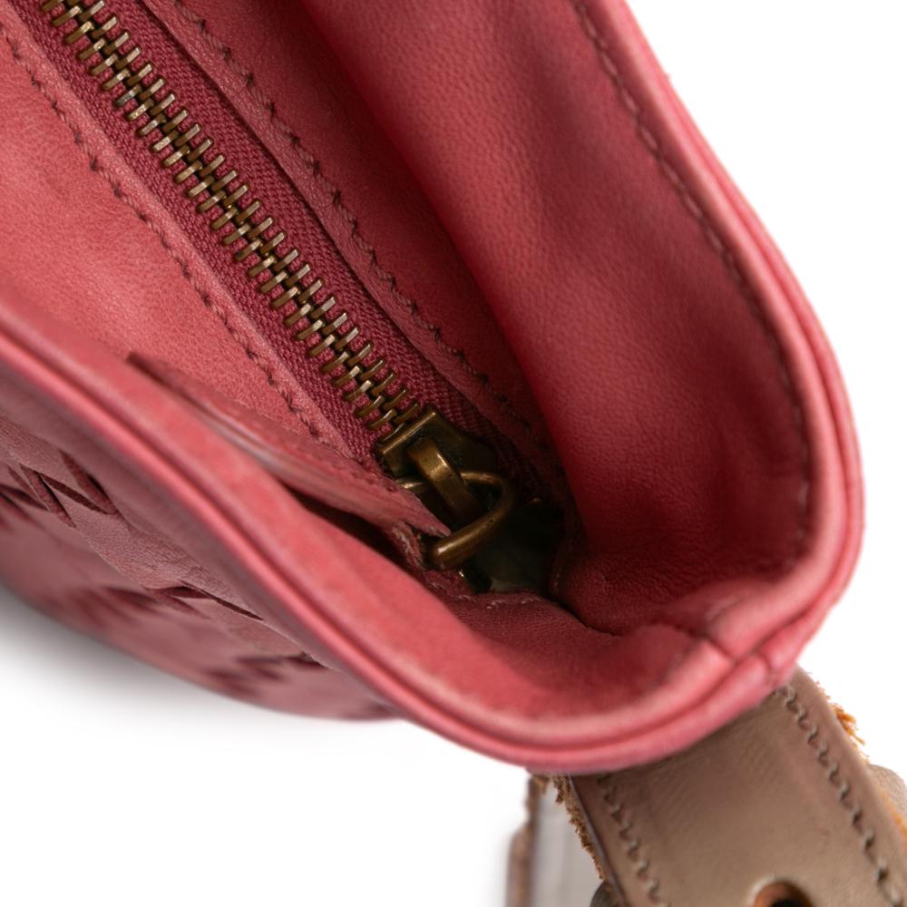 Bottega Veneta B Bottega Veneta Pink Blush Calf Leather Intrecciato Crossbody Italy