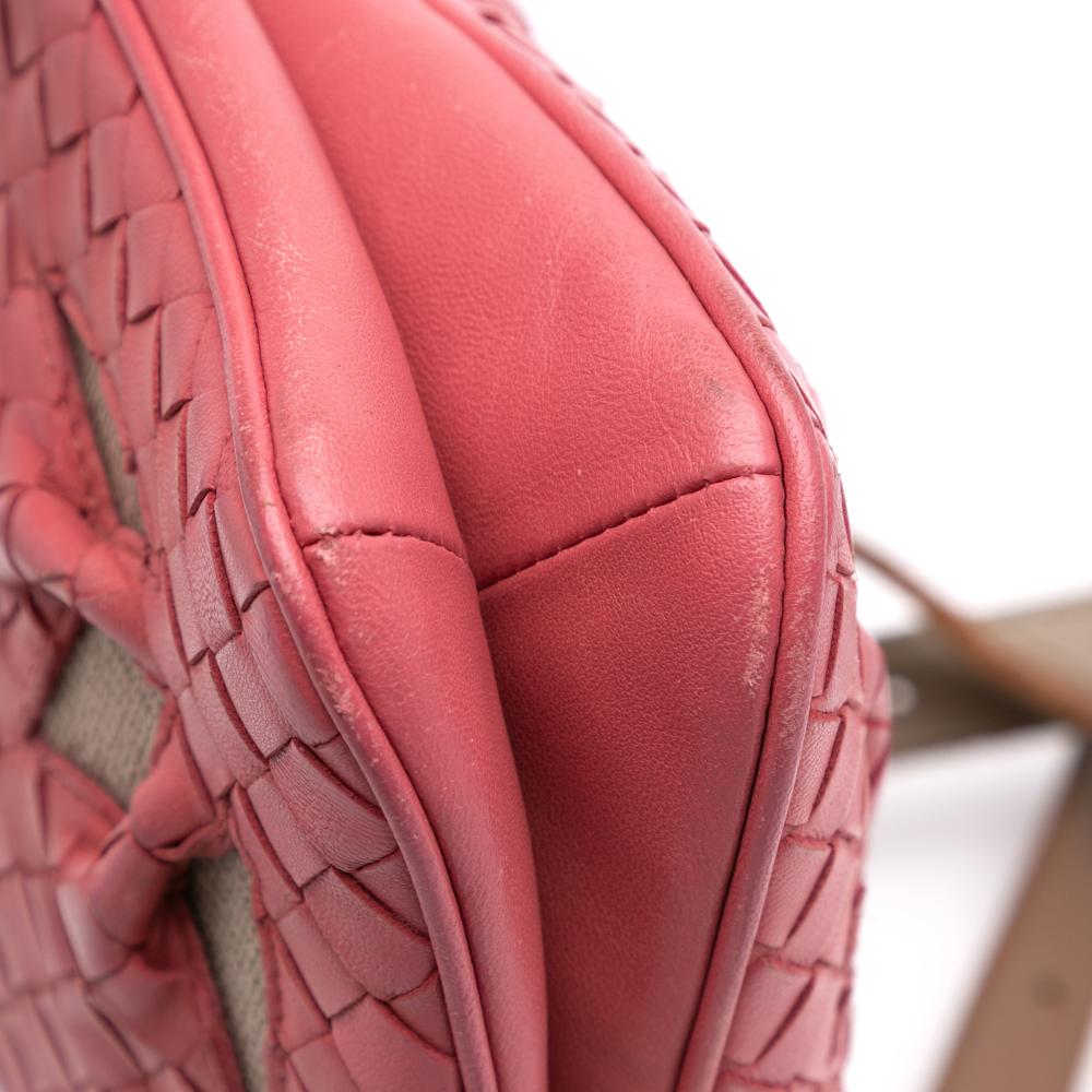 Bottega Veneta B Bottega Veneta Pink Blush Calf Leather Intrecciato Crossbody Italy