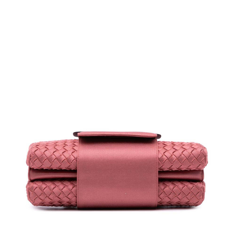 Bottega Veneta AB Bottega Veneta Pink Canvas Fabric Intrecciato Buckle Flap Handbag Italy