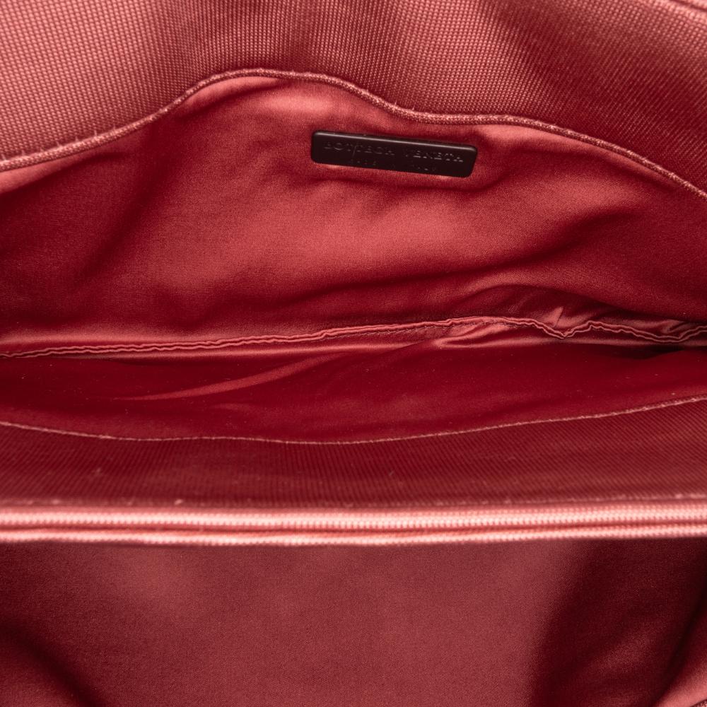 Bottega Veneta AB Bottega Veneta Pink Canvas Fabric Intrecciato Buckle Flap Handbag Italy