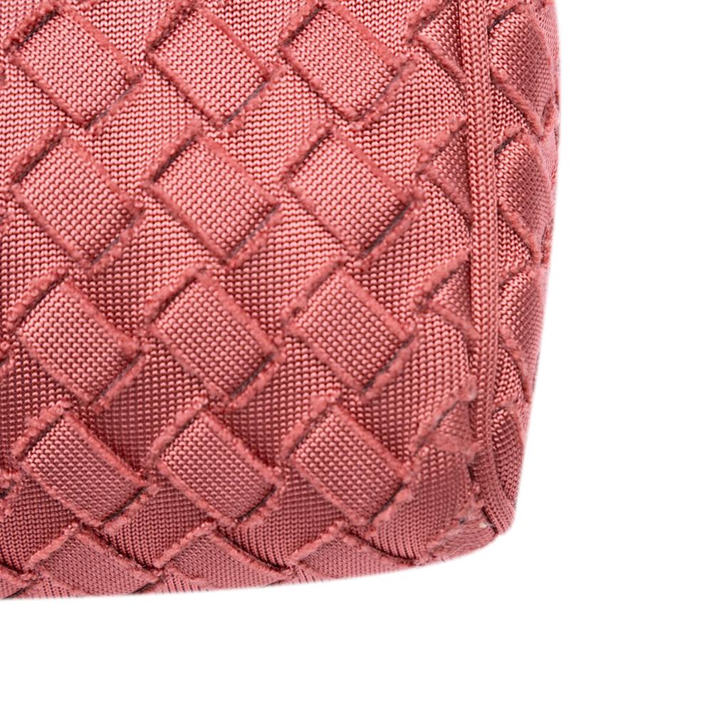 Bottega Veneta AB Bottega Veneta Pink Canvas Fabric Intrecciato Buckle Flap Handbag Italy