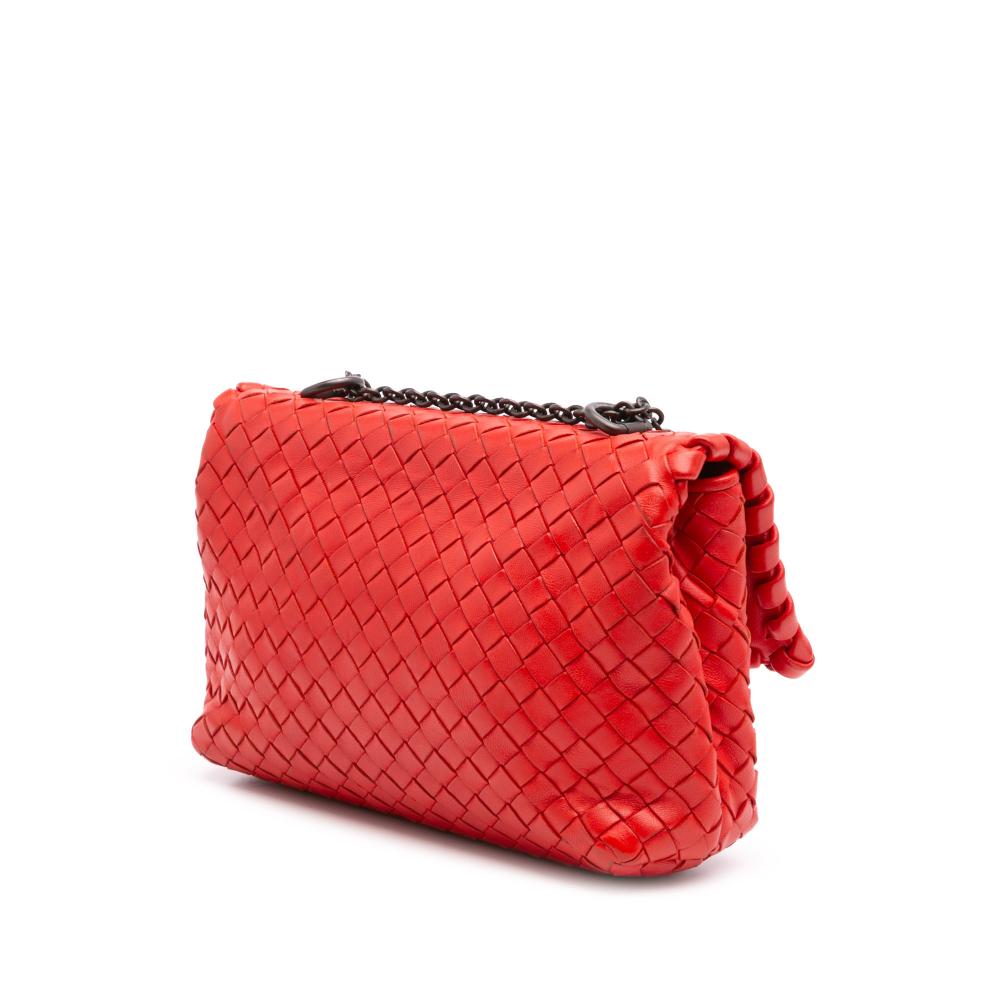 Bottega Veneta B Bottega Veneta Red Nappa Leather Leather Baby Nappa Intrecciato Olimpia Crossbody Italy