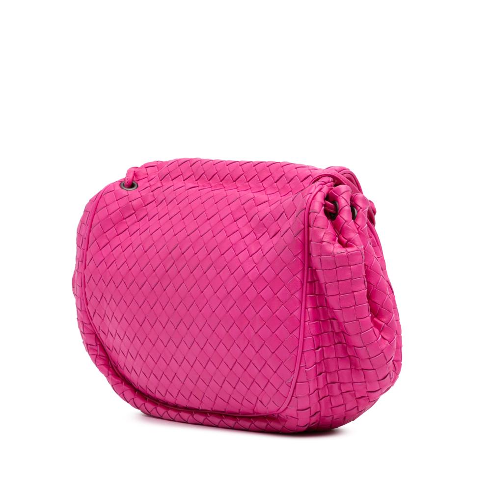 Bottega Veneta B Bottega Veneta Pink Hot Pink Nappa Leather Leather Nappa Intrecciato Flap Crossbody Italy