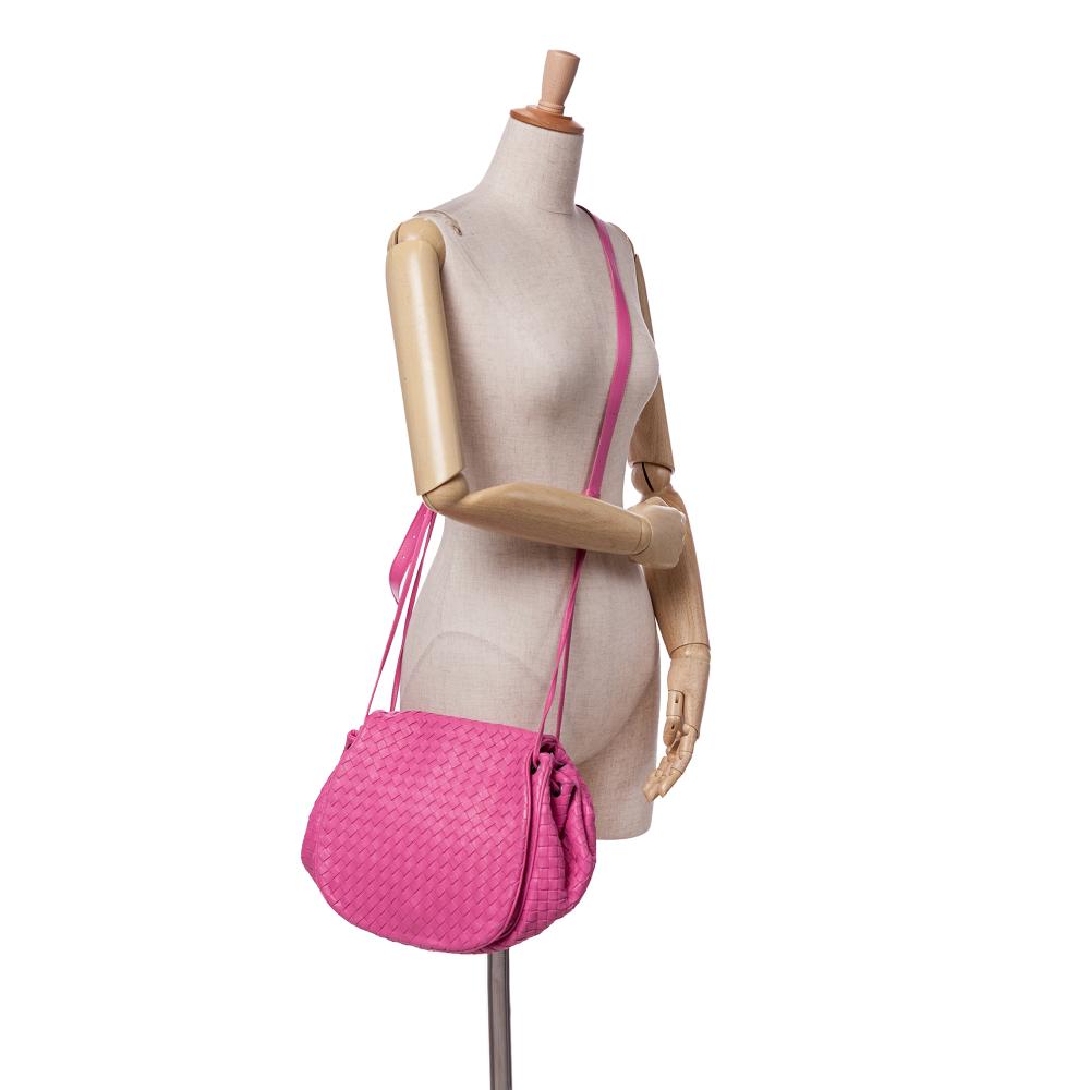 Bottega Veneta B Bottega Veneta Pink Hot Pink Nappa Leather Leather Nappa Intrecciato Flap Crossbody Italy