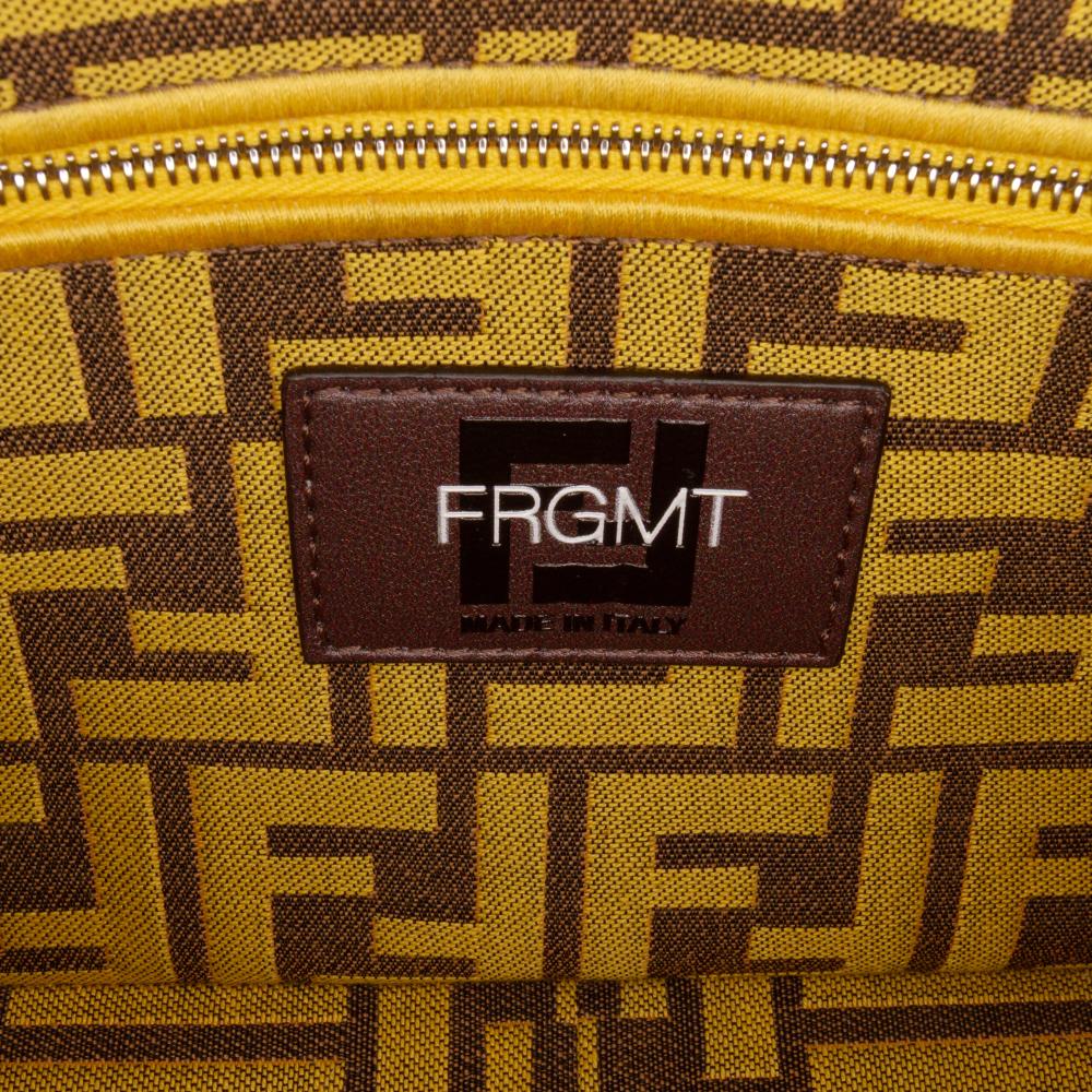 Fendi AB Fendi Yellow Canvas Fabric FRGMT x Zucca Embroidered Baguette Satchel Italy