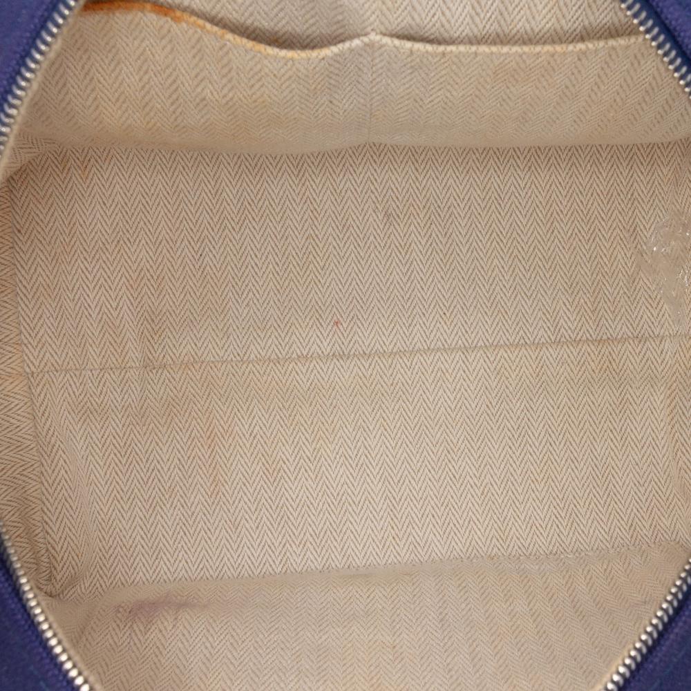 Hermès B Hermès Blue Dark Blue with Green Canvas Fabric Small Toile Bride A Brac Case France