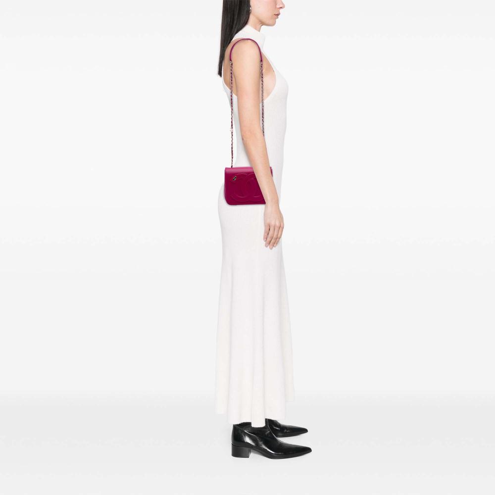 Chanel AB Chanel Pink Hot Pink Lambskin Leather Leather Lambskin CC Mania Flap Italy