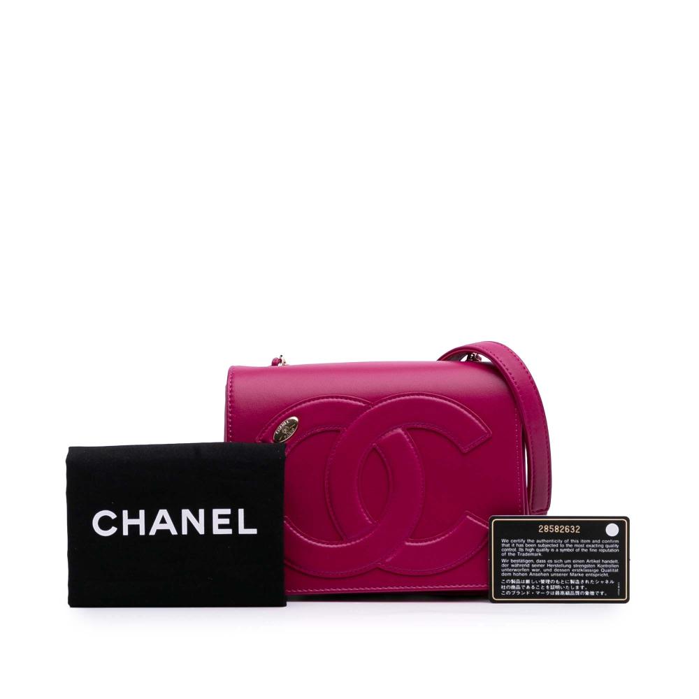Chanel AB Chanel Pink Hot Pink Lambskin Leather Leather Lambskin CC Mania Flap Italy