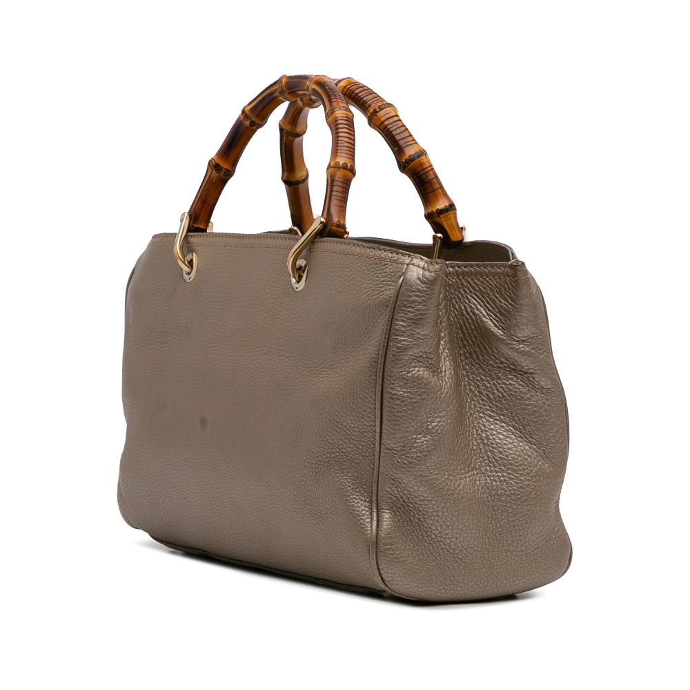 Gucci B Gucci Gold Calf Leather Medium skin Bamboo Shopper Satchel Italy