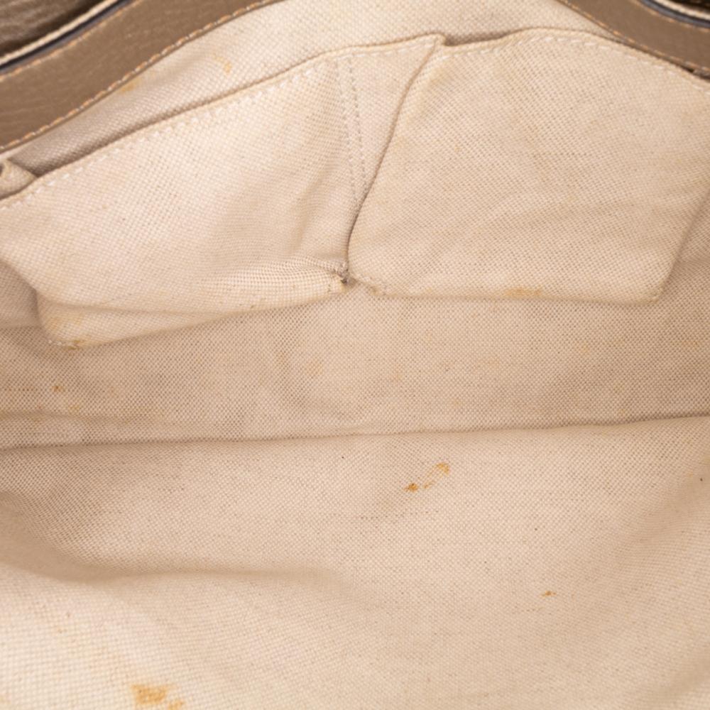 Gucci B Gucci Gold Calf Leather Medium skin Bamboo Shopper Satchel Italy