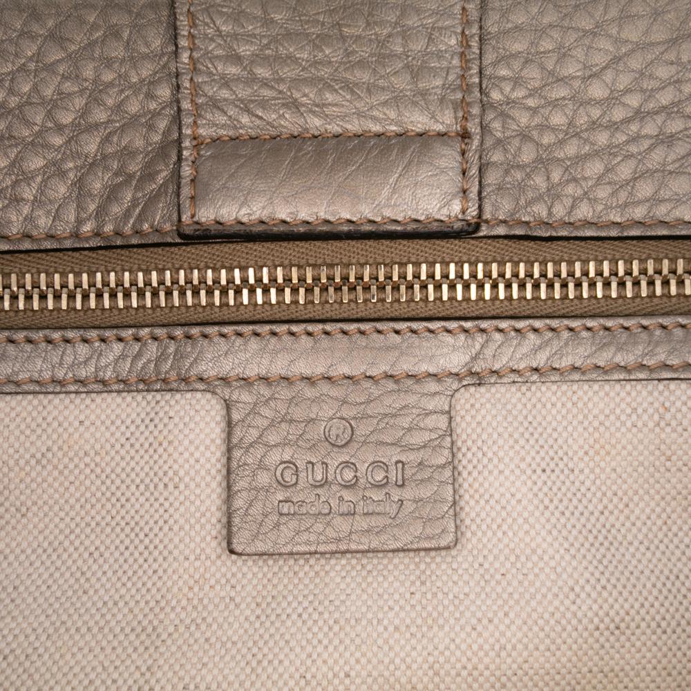 Gucci B Gucci Gold Calf Leather Medium skin Bamboo Shopper Satchel Italy