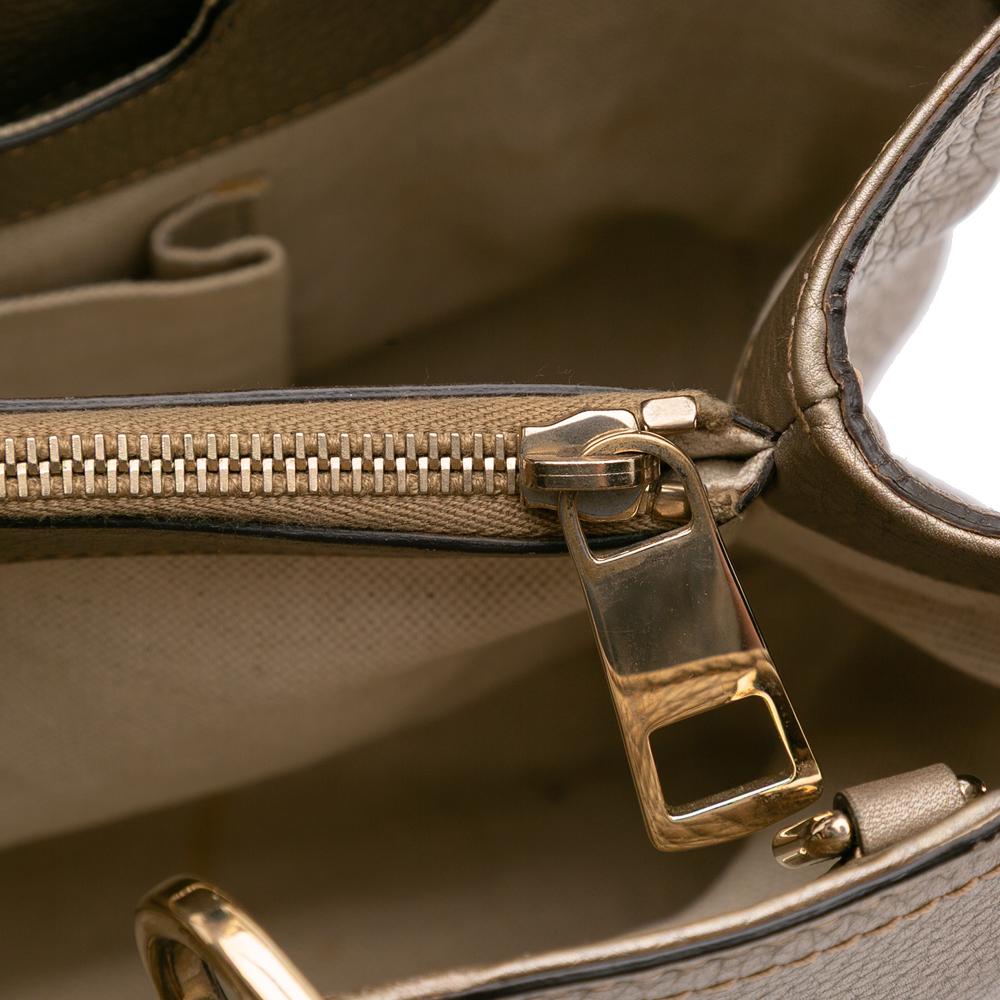 Gucci B Gucci Gold Calf Leather Medium skin Bamboo Shopper Satchel Italy