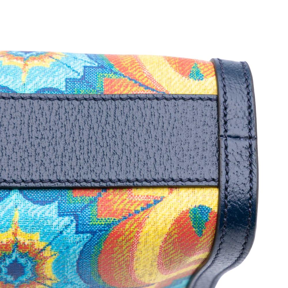 Gucci AB Gucci Blue Coated Canvas Fabric GG Supreme Kaleidoscope Tote Italy