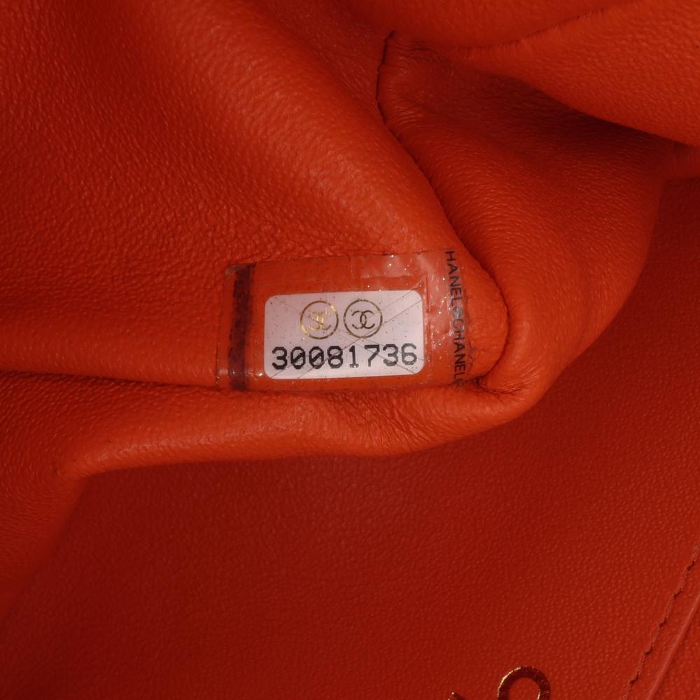 Chanel B Chanel Orange Lambskin Leather Leather Mini Square Classic Lambskin Single Flap Italy