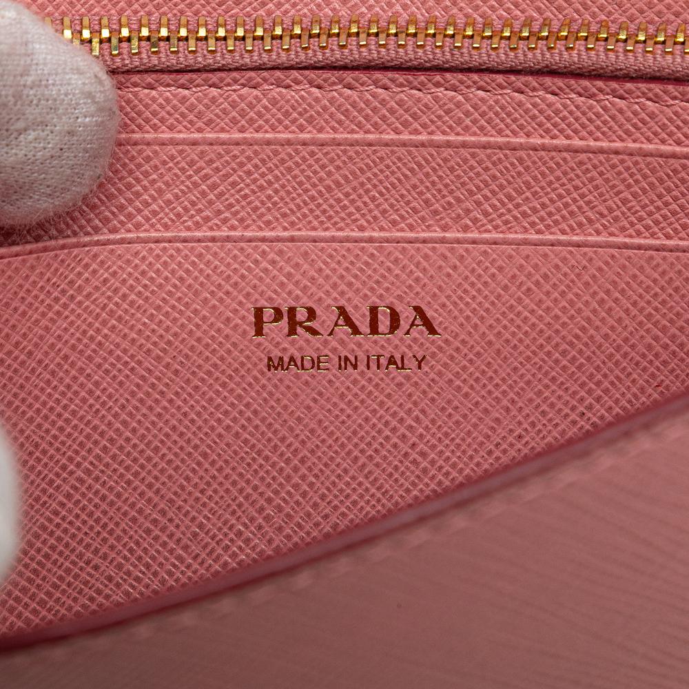 Prada B Prada Pink Saffiano Leather Lux Wallet on Chain Italy