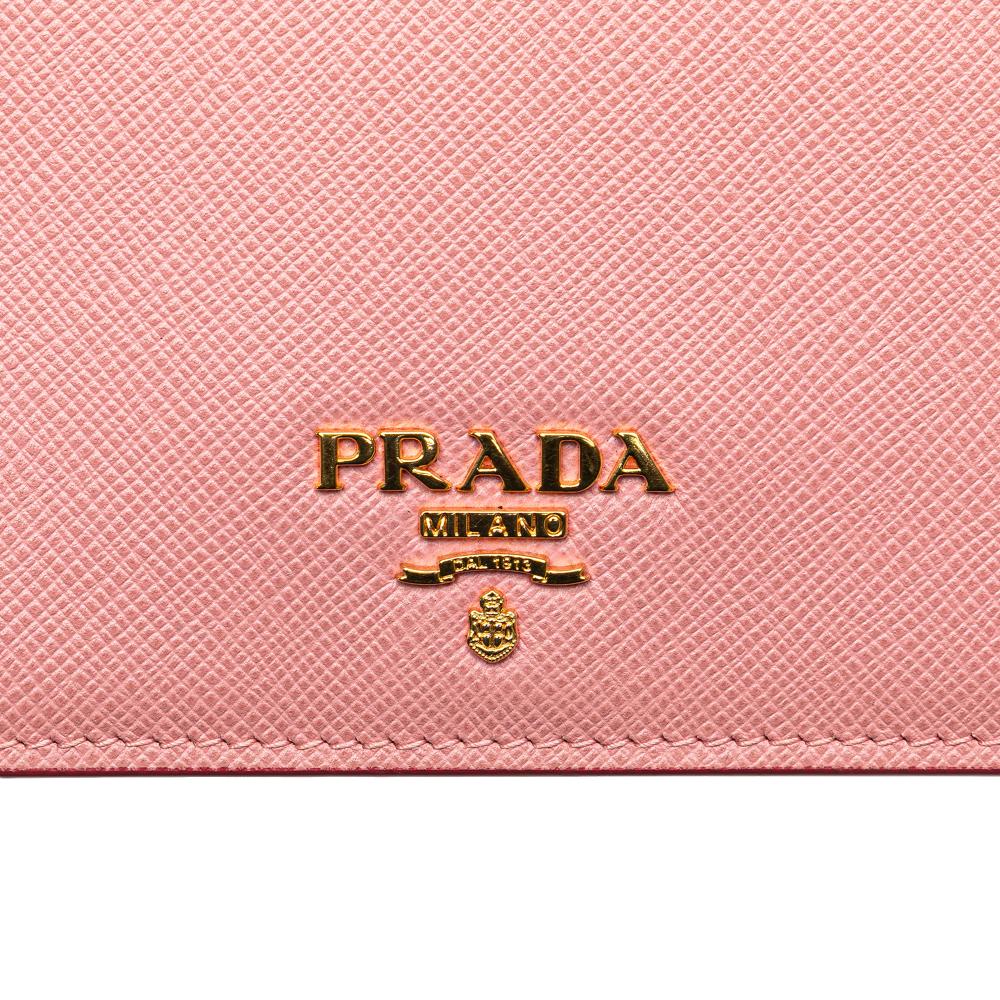 Prada B Prada Pink Saffiano Leather Lux Wallet on Chain Italy