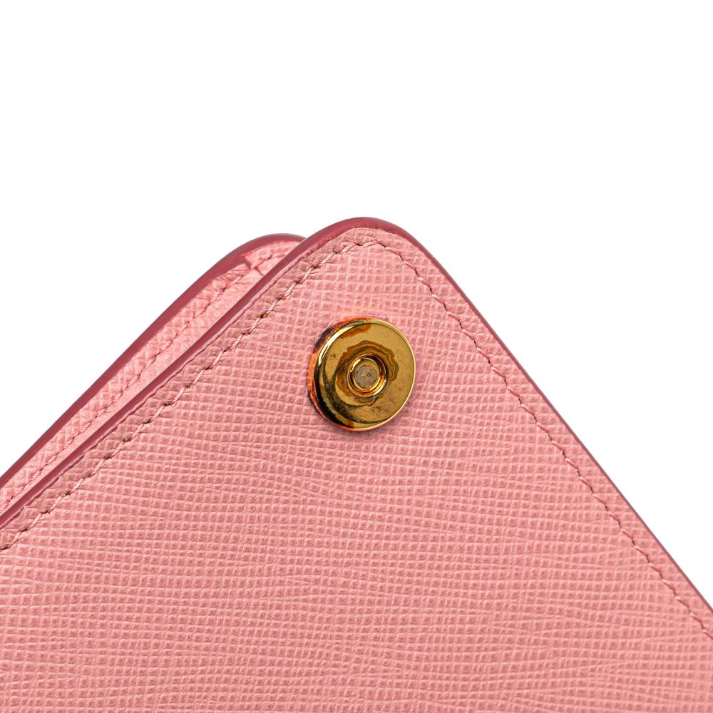 Prada B Prada Pink Saffiano Leather Lux Wallet on Chain Italy
