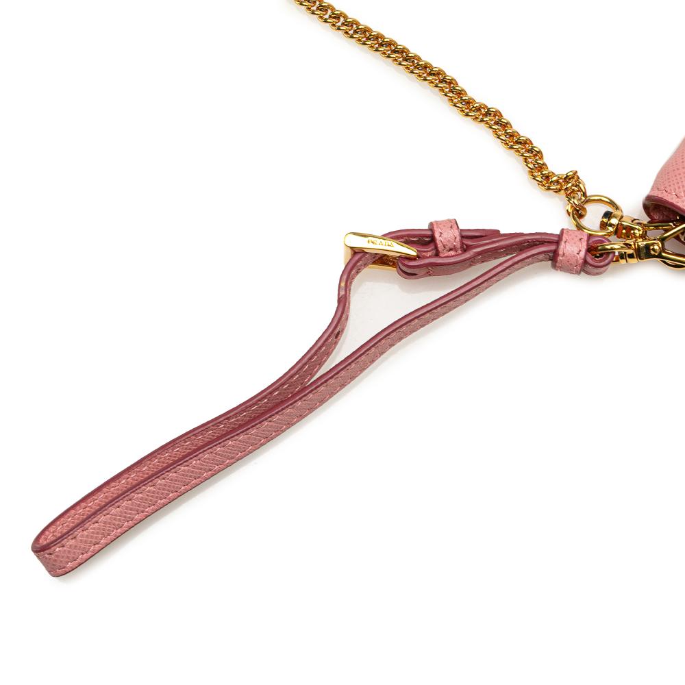 Prada B Prada Pink Saffiano Leather Lux Wallet on Chain Italy
