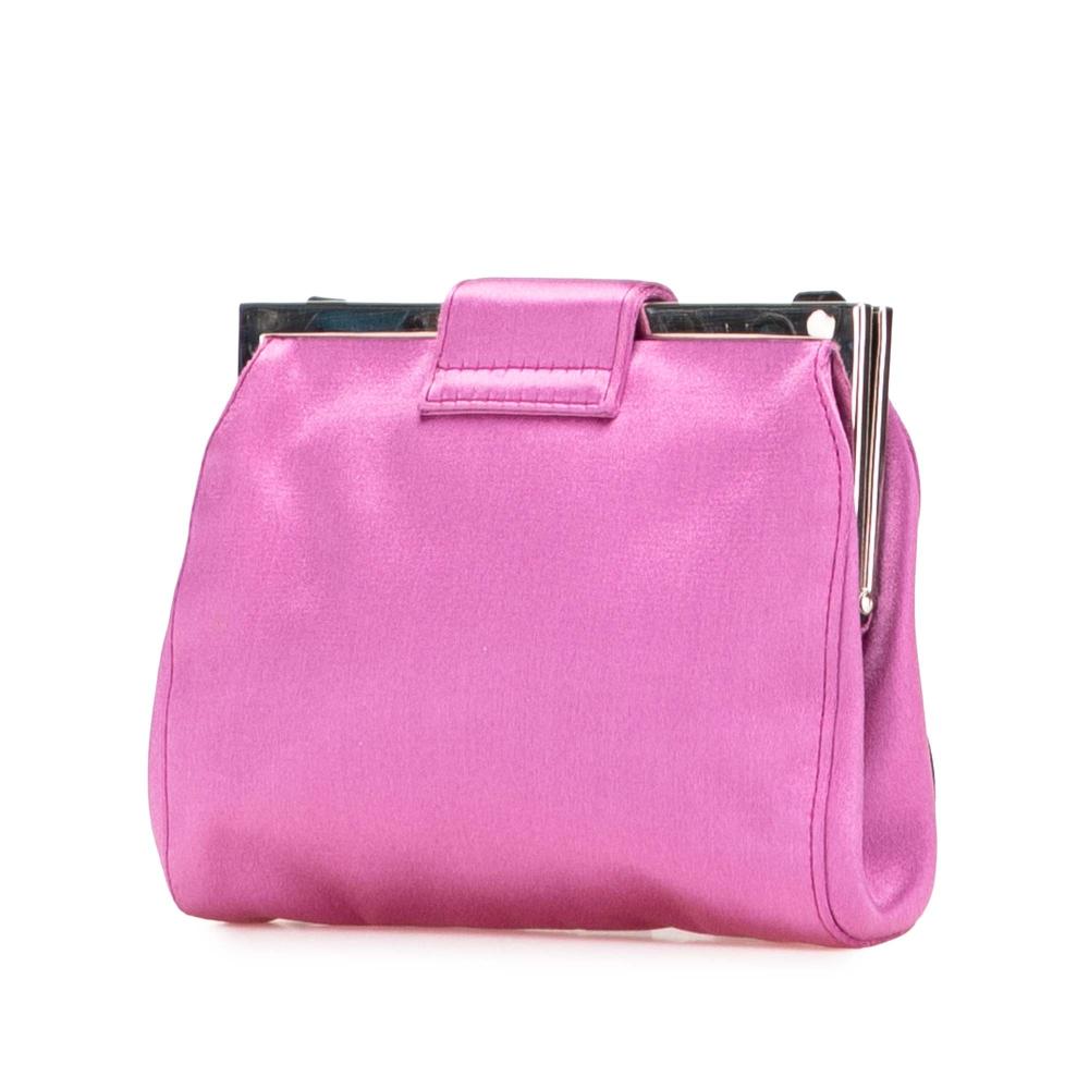 Miu Miu B Miu Miu Pink Hot Pink Satin Fabric Clasp Clutch on Strap Italy