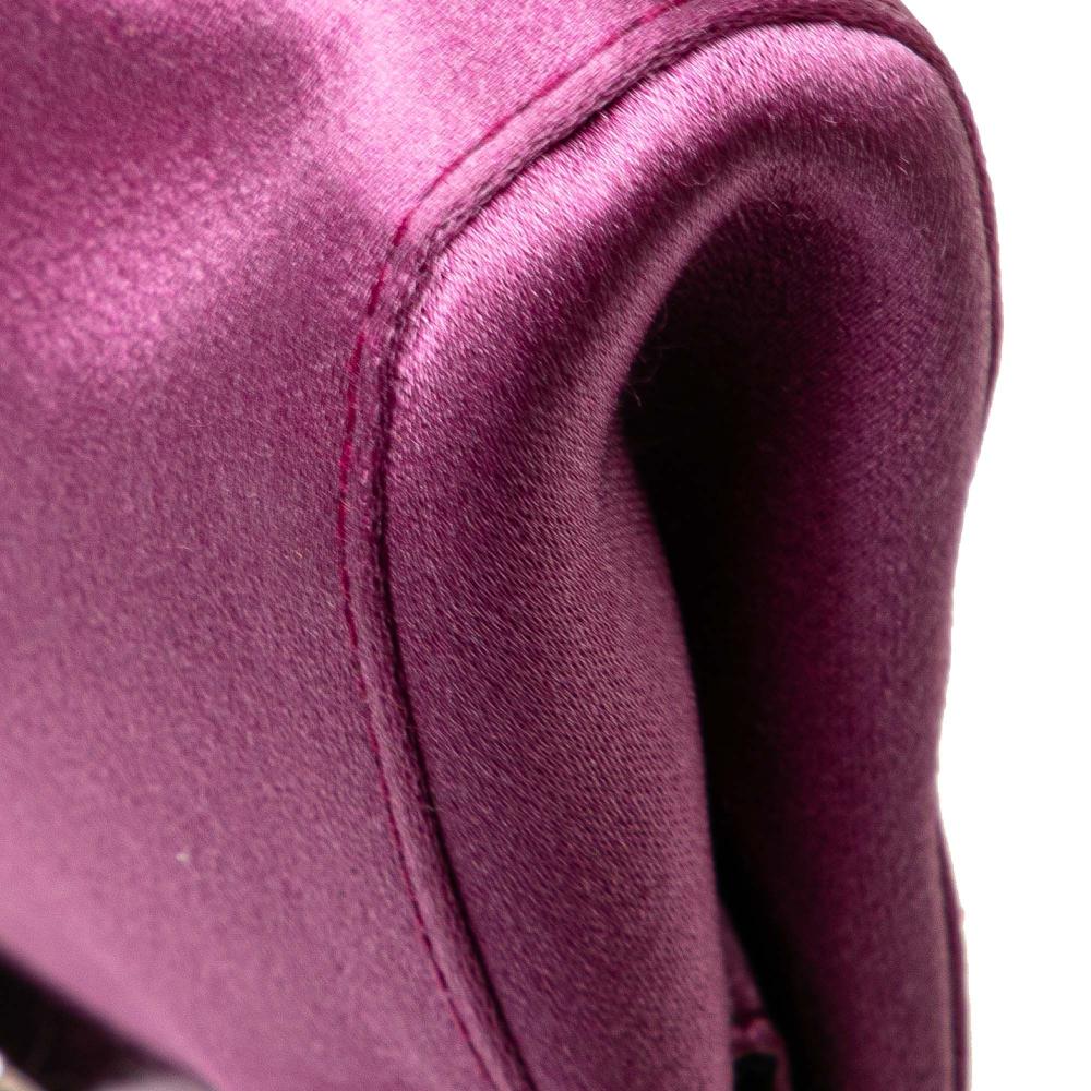 Miu Miu B Miu Miu Pink Hot Pink Satin Fabric Clasp Clutch on Strap Italy