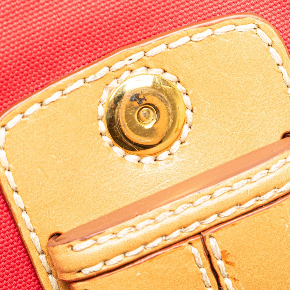 Prada B Prada Red Canvas Fabric Canapa Righe Crossbody Italy