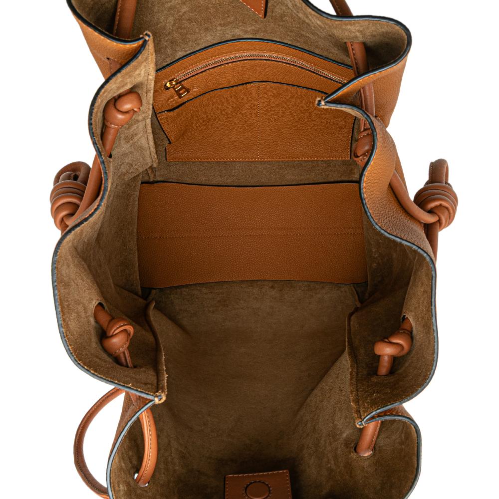 Loewe B LOEWE Brown Light Brown Calf Leather Medium Flamenco Knot Tote Spain