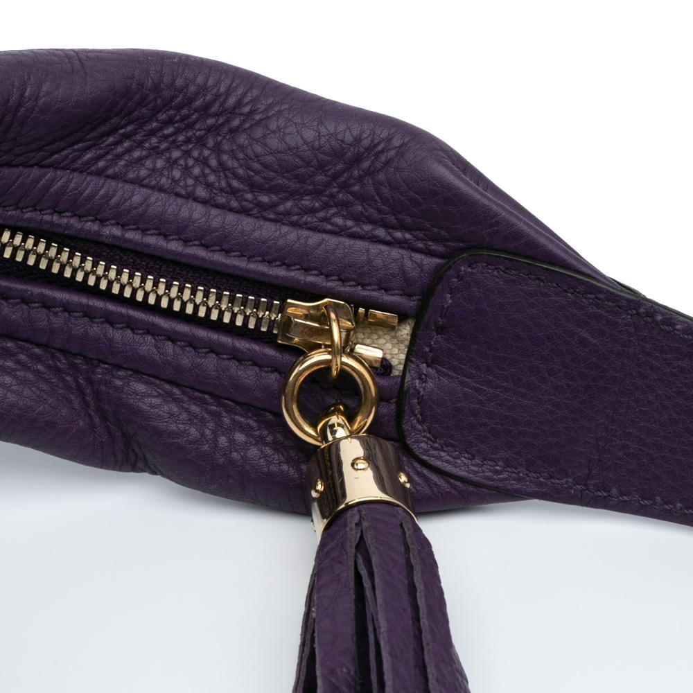 Gucci AB Gucci Purple Violet Calf Leather Soho Hobo Italy