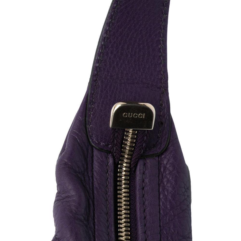 Gucci AB Gucci Purple Violet Calf Leather Soho Hobo Italy