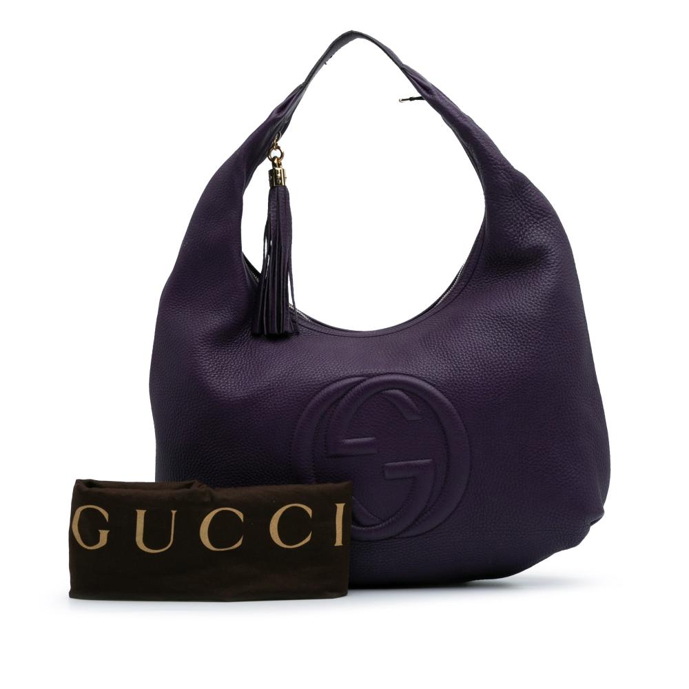 Gucci AB Gucci Purple Violet Calf Leather Soho Hobo Italy